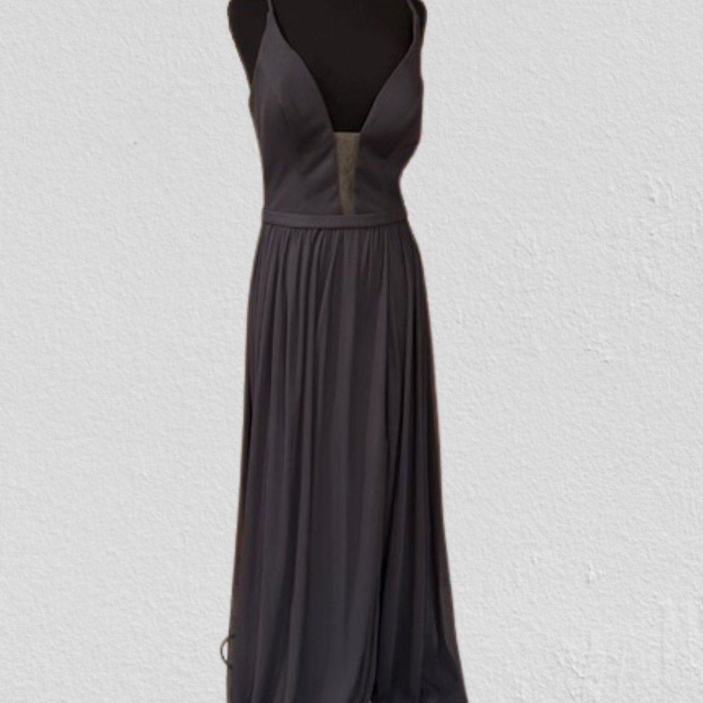 Deep Illusion Neckline A line skirt Bridesmaid Dress FD036  Size 12 NWT Boutique